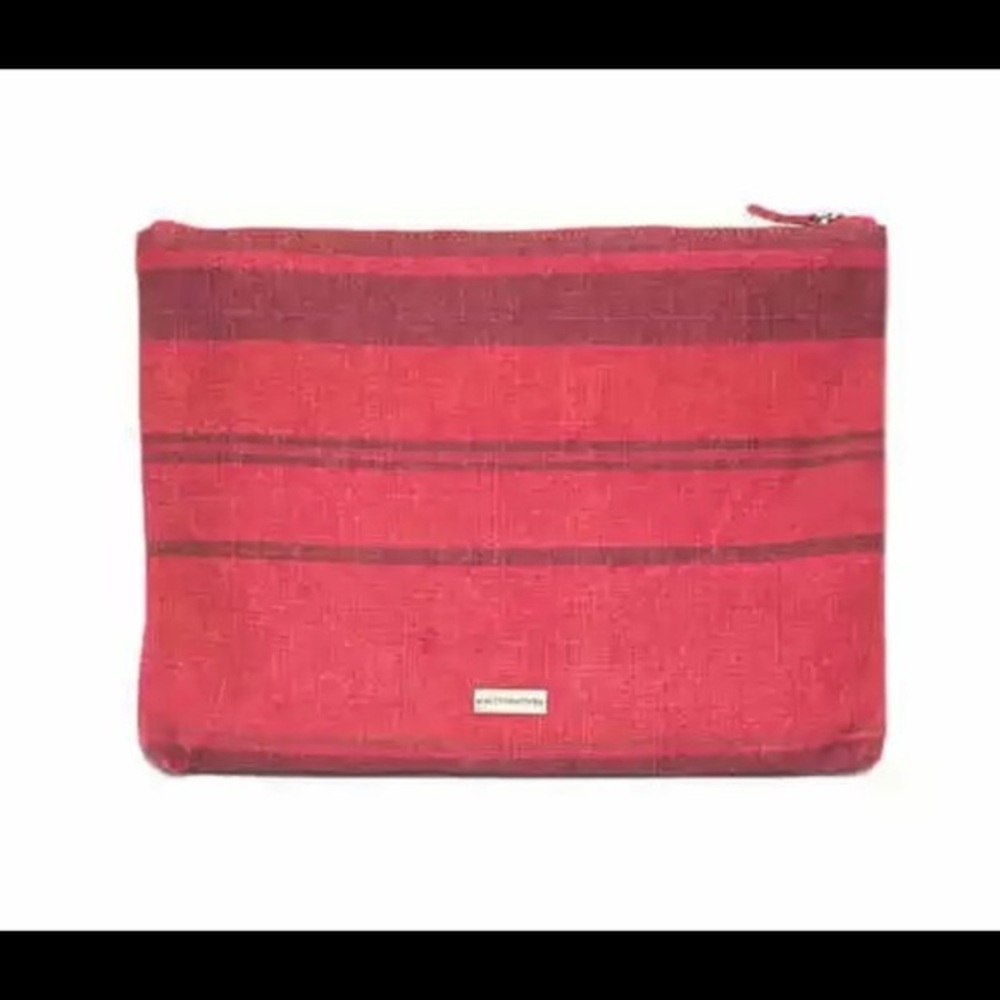 Lava Red Stripe Alternative Apparel Sierra Oversized Jute Clutch Laptop Bag OS
